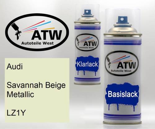 Audi, Savannah Beige Metallic, LZ1Y: 400ml Sprühdose + 400ml Klarlack - Set, von ATW Autoteile West.